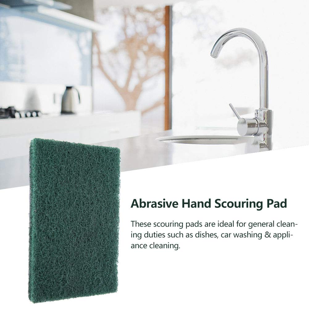 5Pcs/Set Scourer Scouring Pad, Heavy Duty Scour Pads Sponge Dish Scrubber Non-Scratch Reusable Household Scrub Pads Abrasive Finishing Pads for Kitchen and Dish Cleaning Tool(Green)