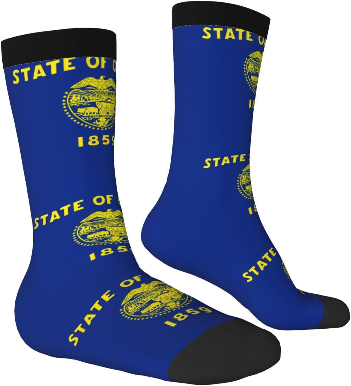 Oregon State Flag Unisex Crew Work Cushion Socks Long Athletic Running Socks Workout Breathable Socks