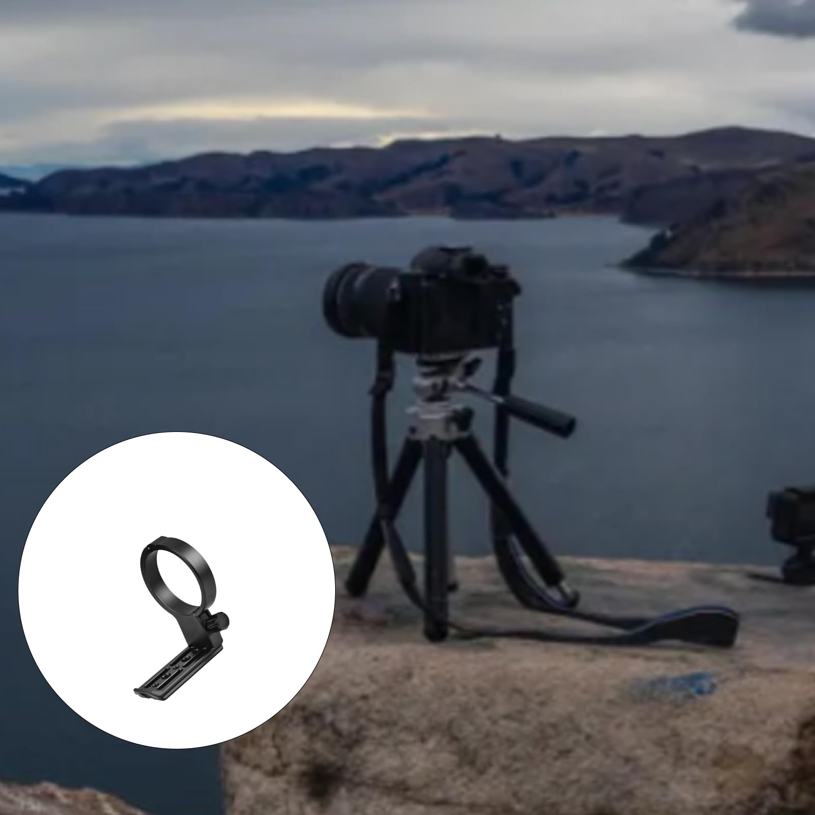 Collare treppiede sottile in alluminio per fotografia ravvicinata