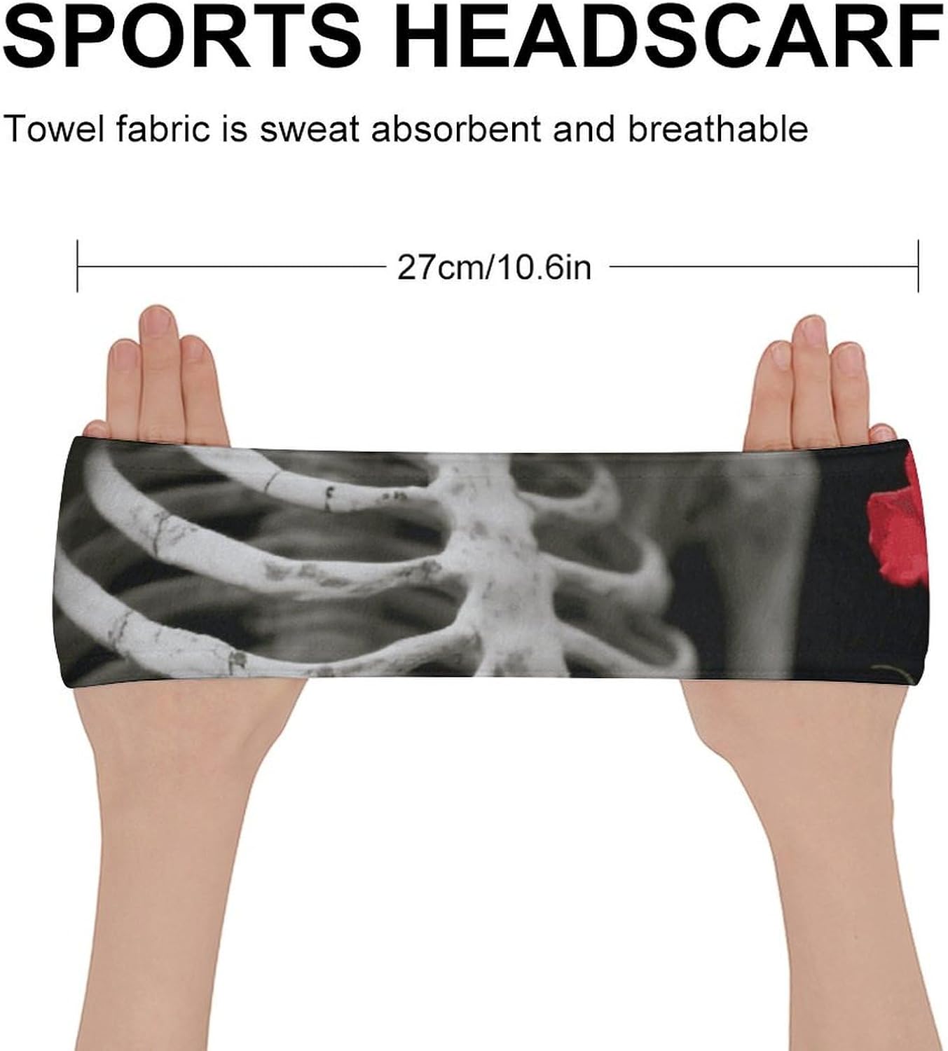 Skeleton Holding A Red Rose Multifunctional Sport Headband image 2
