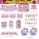 Birthday Party Supplies - Theme Children's Party Decorations Included Happy Birthday Banner, Backdrop, Hanging Swirls, Tablecloth, Cupcake Cake Toppers, Plates, Tableware, Napkins, Balloons - Image 2
