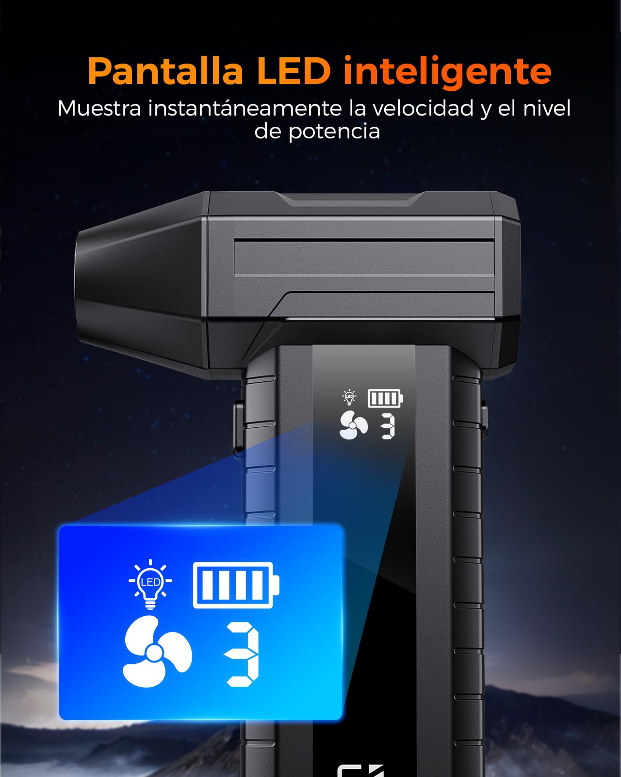 Soplador de Aire Potente – Mini Soplador Batería 200.000 RPM, 10.500 mAh, para Limpieza PC & Teclado, LED, Pantalla Inteligente, Recarga USB-C