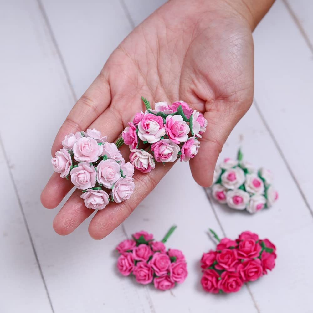 Handgefertigte Mini-Maulbeerpapier-Rosen – 50 Stück, 18 Mm, Für Scrapbooking, Hochzeit & Basteln (rot)