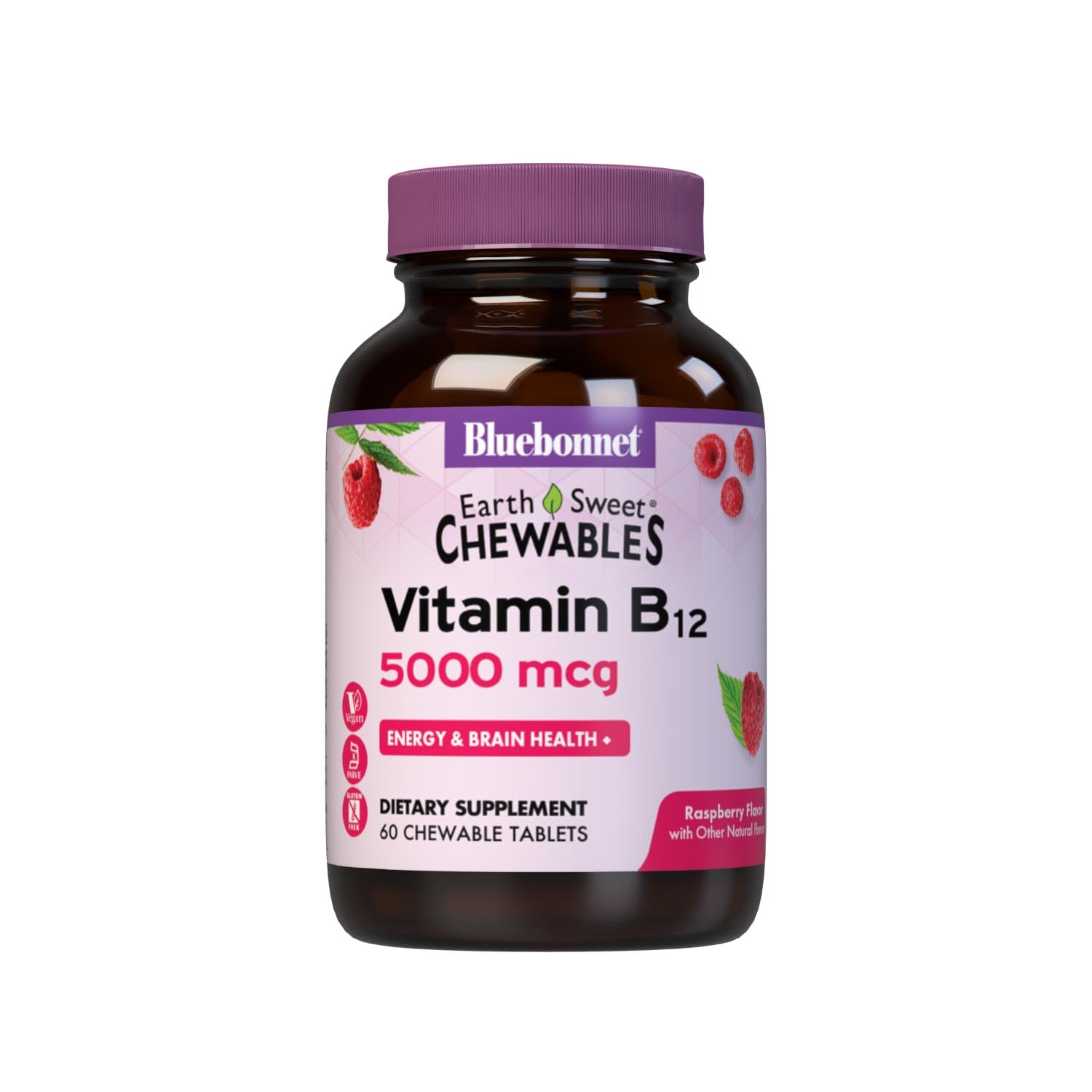 BlueBonnet Nutrition Earth Sweet Vitamin B12 5000 mcg, 60 Chewable Tablets 60 Count (Pack of 1)