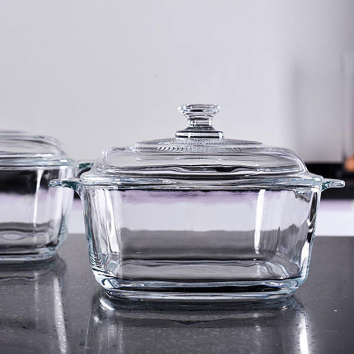 1l Transparente Glasschale mit Deckel Mikrowellengeeignete Bruchsichere Suppenaufbewahrungsschüssel für Snackbar und Tisch mit Klarem Kristalldesign
