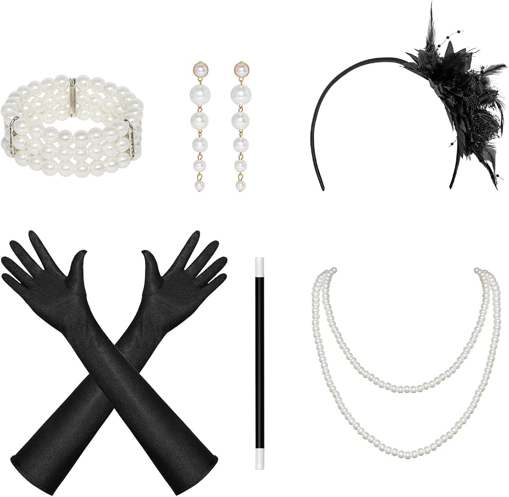 AYSYR Accessoires des années 20 Gatsby Set - 6 pièces Costume des AYSYR Accessoires des années 20 Gatsby Set - 6 pièces Costume des