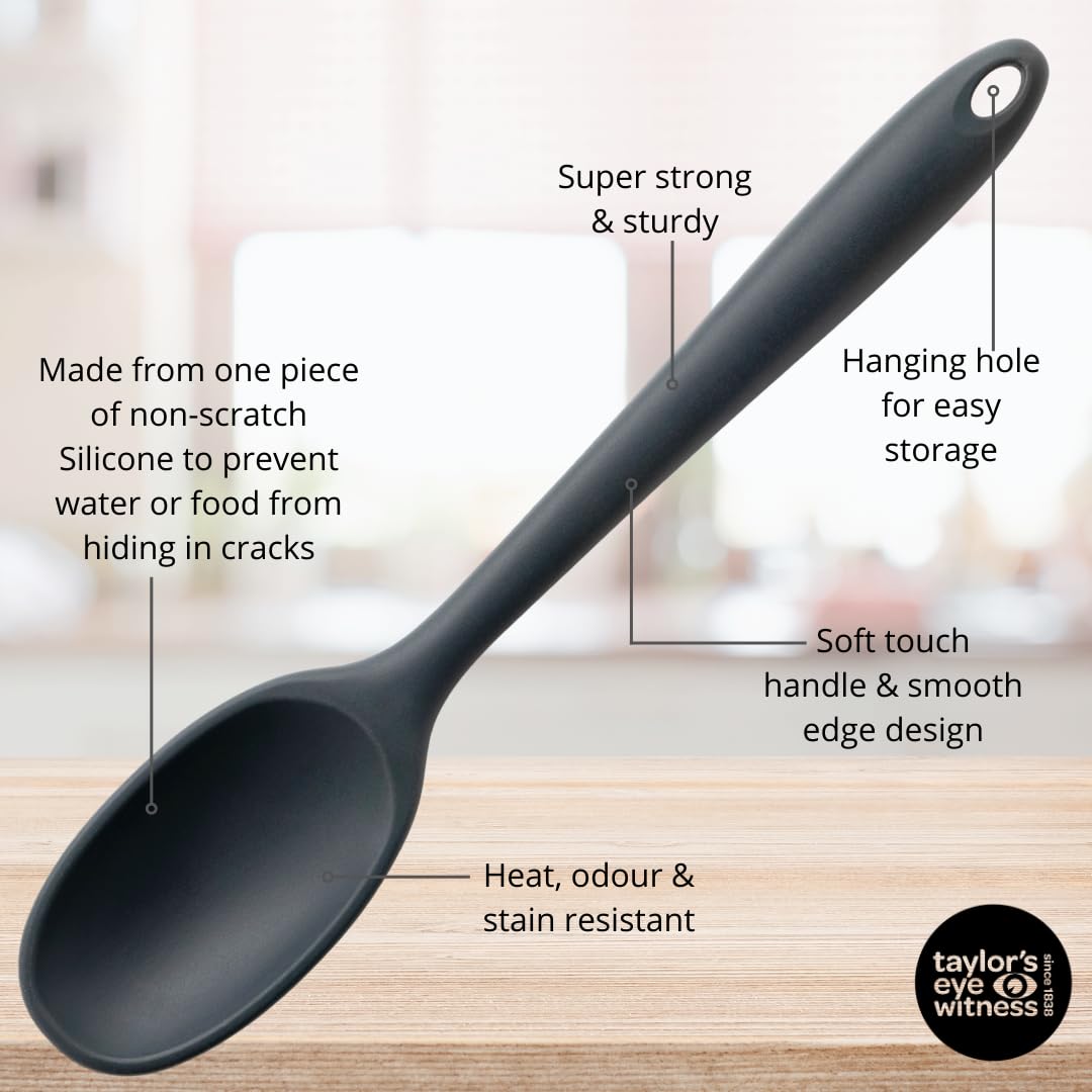 Large Silicone Graphite Grey Stirring Spoon - Dishwasher Safe, Heat Resistant (260°C/500°F), Non-Scratch for Non-Stick Pans - Image 4