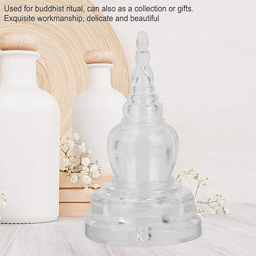 Miniatura 3 de Pssopp Decoración de torre de Buda transparente, estupa de acrílico, exquisita estatua de torre budista, adorno para decoración del hogar para