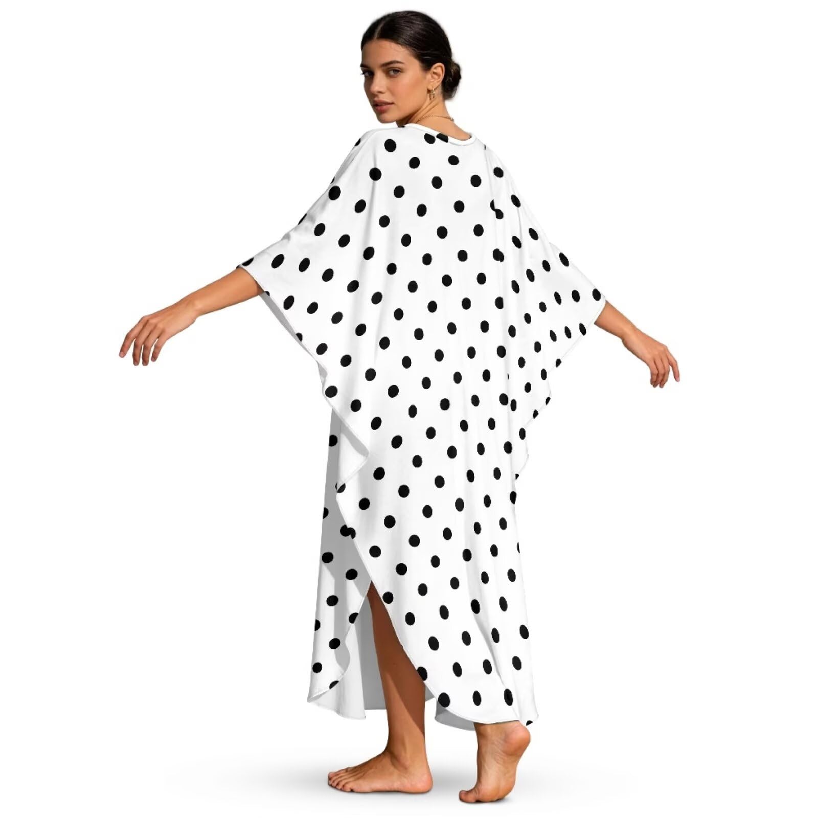 Xoenoiee Abito caftano da donna, taglie forti, hawaiano con maniche a pipistrello, copricostume estivo con scollo a V, abito da caftano