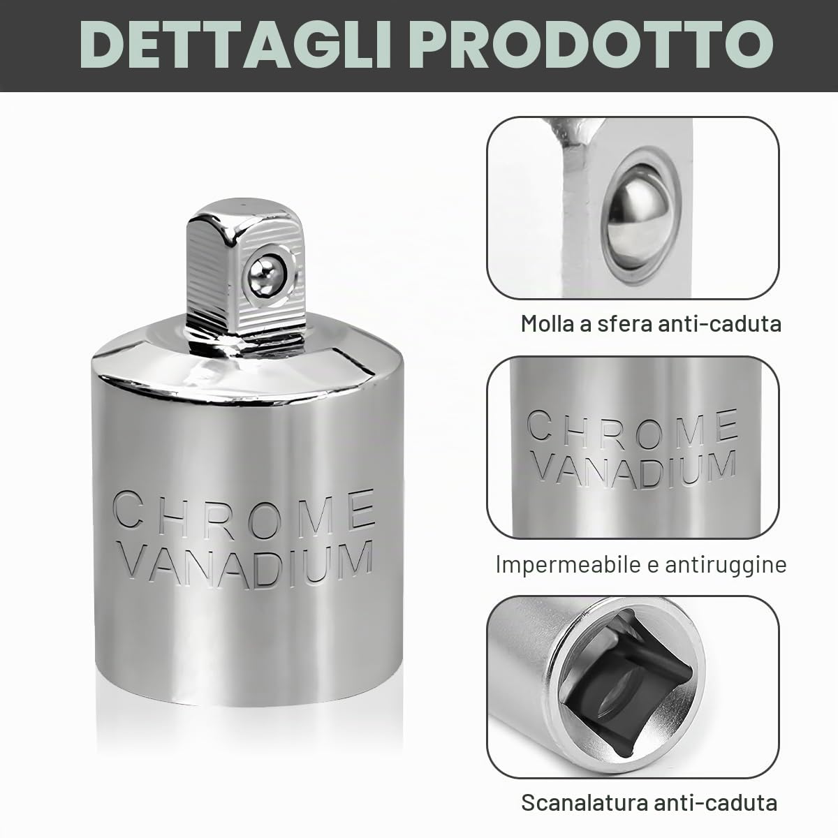 6 Pezzi Set di Adattatori per Bussole,Adattatori per Chiavi a Bussola,Adattatore per Chiave a Cricchetto,da 1/2" à 1/4", da 1/2" a 3/8", da 1/4" à 1/2", da 1/4" a 3/8", da 3/8" a 1/2", da 3/8" a 1/4"