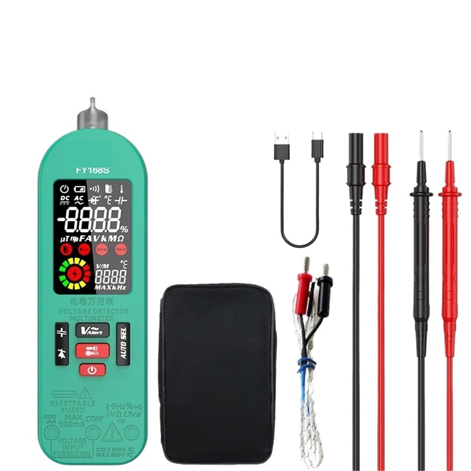 Multimetr, Inteligentny cyfrowy multimetr akumulatorowy elektroniczny tester AC DC bezstykowy NCV automatyczny test łatwy w obsłudze