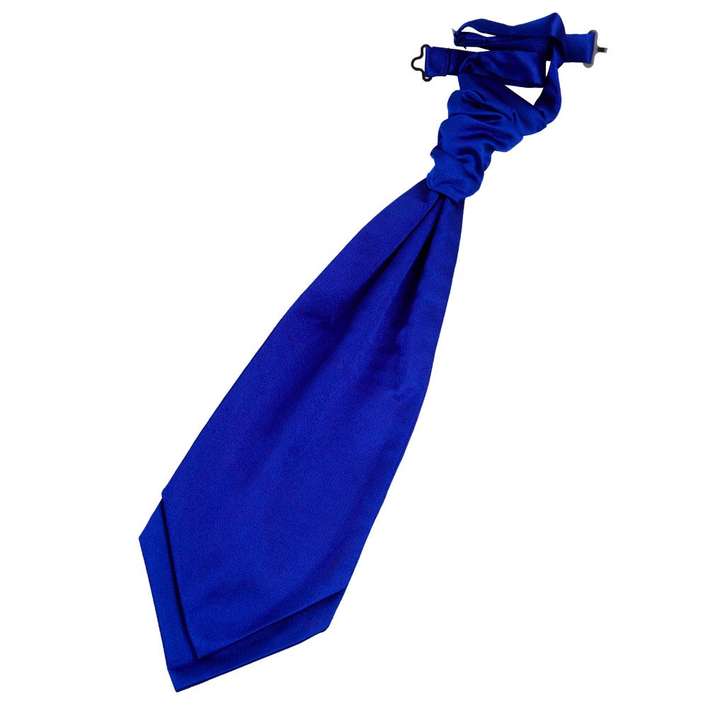 DQT Mens Plain Satin Pre-Tied Scrunchie Cravat – Ruche Ascot Tie for Wedding Business & Formal Wear - Royal Blue
