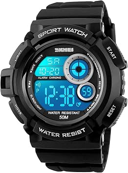 aposon mens digital sports watch military army electronic watches running 50m 5 atm waterproof sports led 7 colour wristwatch water resistant with st
