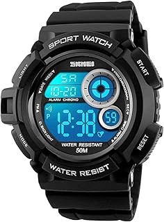 Aposon Mens Digital Sports Watch, Military Army Electronic Watches Running 50M 5 ATM Waterproof Sports LED 7 Colour Wristw...