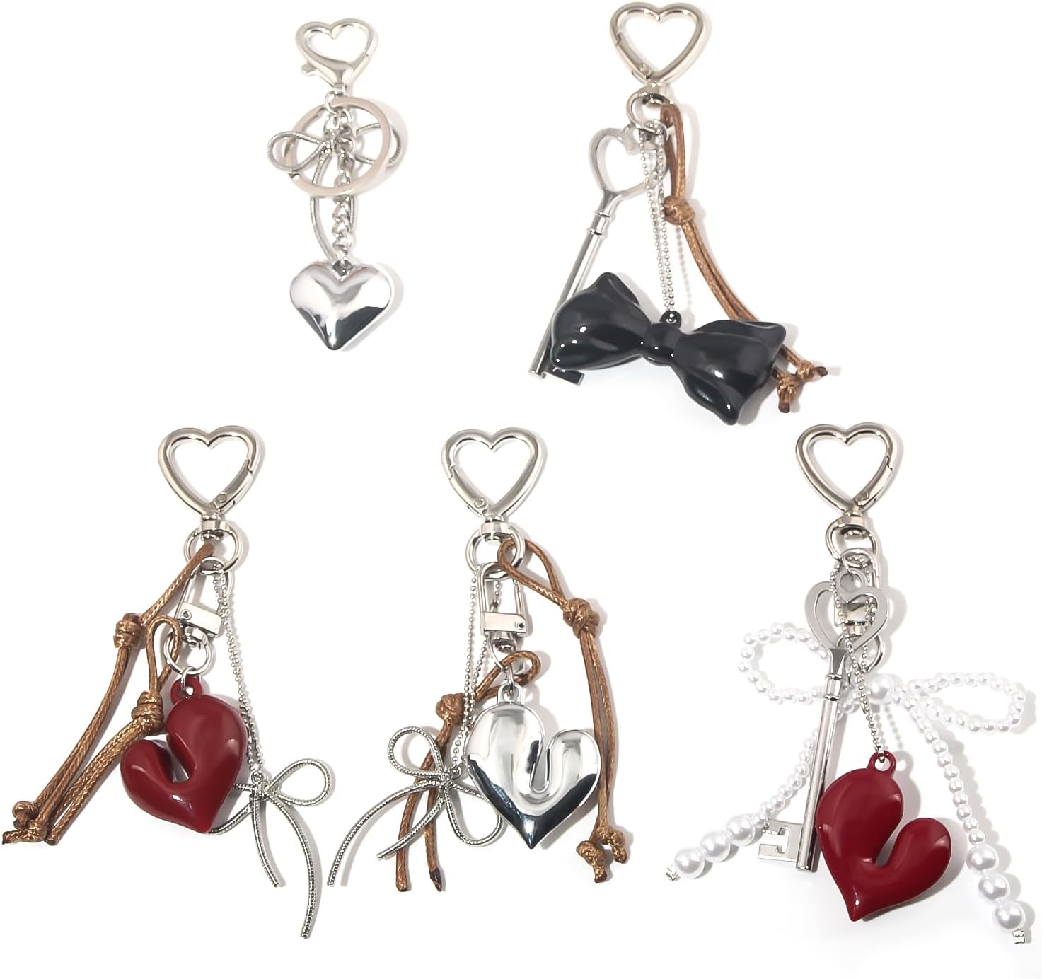 Heart Bow Charm Keychain - Y2K Key Chain, Cute Bag Purse Charms for Handbags Accessories - Jewelry Gift for Women - Image 6