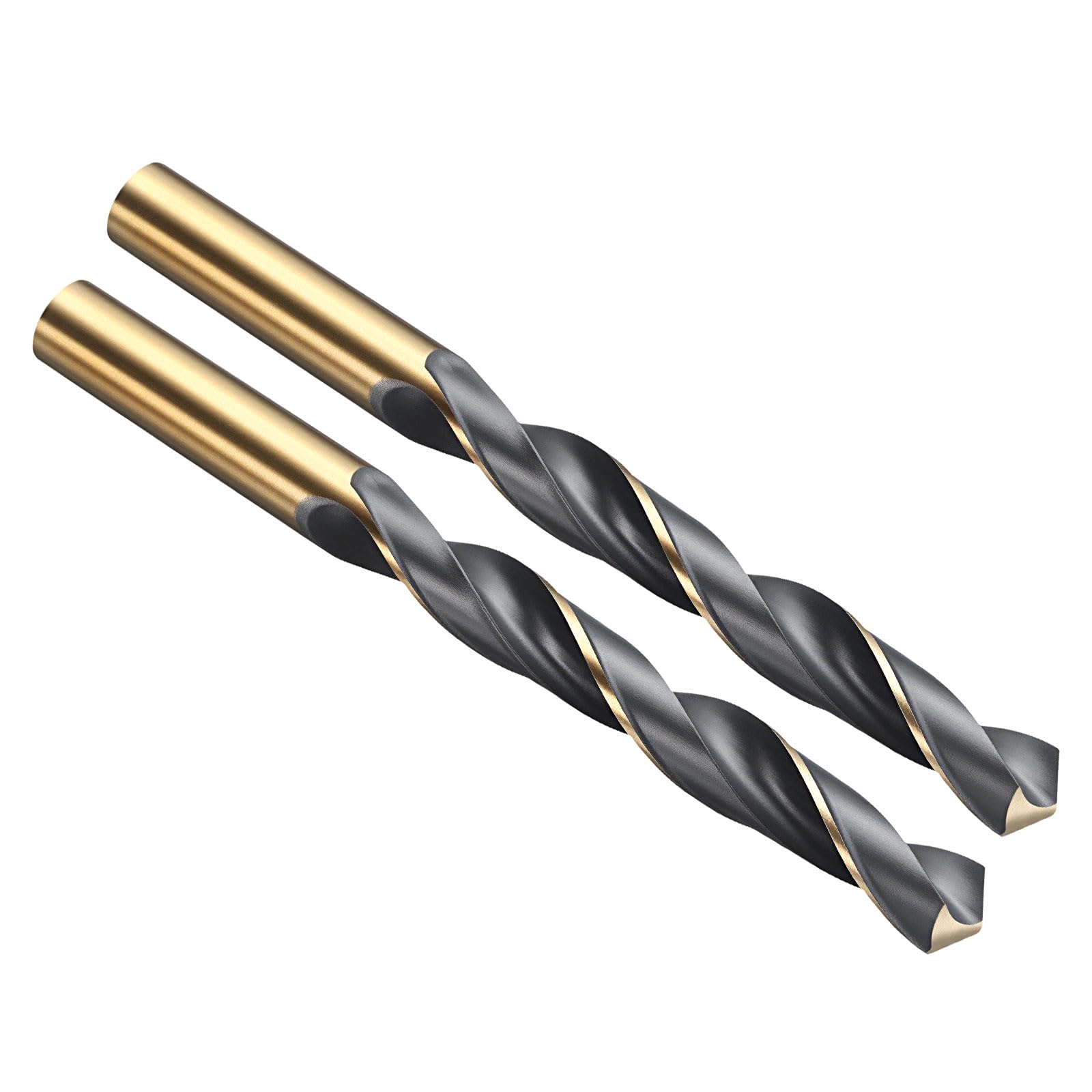 PATIKIL 13mm Drill Bit, Jobber Straight Shank 4341 High-Speed Steel 118ยฐ Black and Gold Finish for Medium-hard Metal Steel Acrylic - 2 Pack
