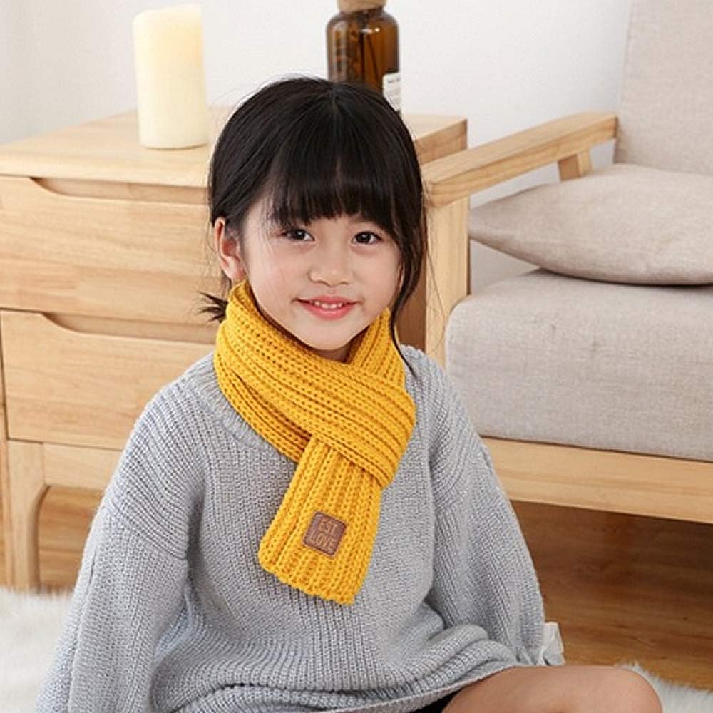 Goclothod Winter Warm Knit Scarf Boys Girls Fashion Solid Color Neck Warmer Yellow: Clothing, Shoes & Jewelry
