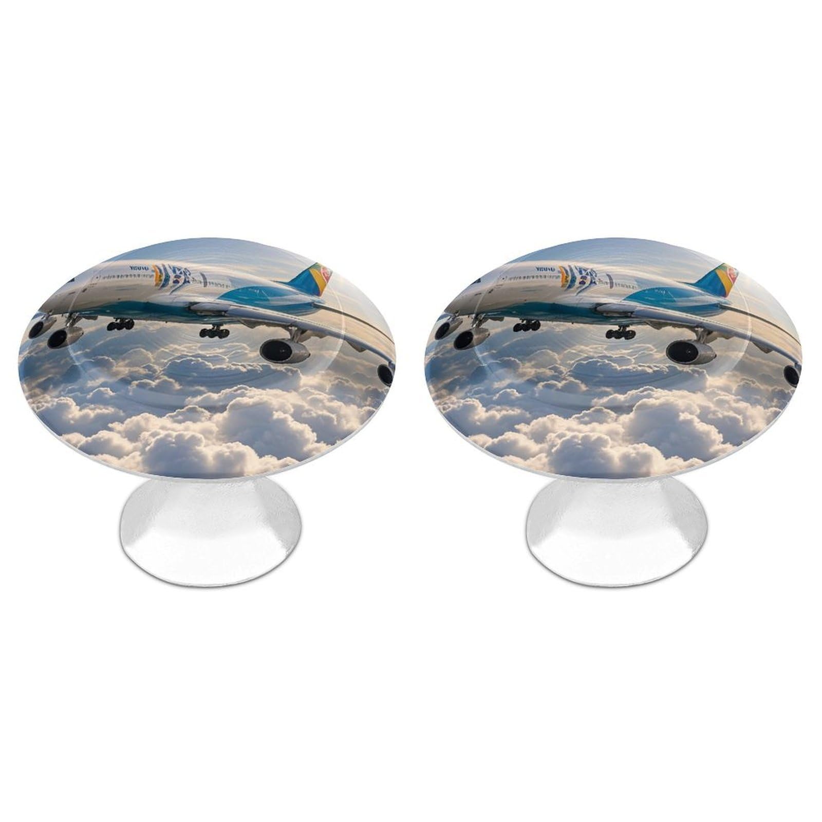 FekiLoot Airplane Cabinet Knobs Simple Drawer Handles Aluminum Alloy Kitchen Pulls Round Cabinet Door Knobs with Screw Door Hardware for Dresser Cabinets 2 Pack