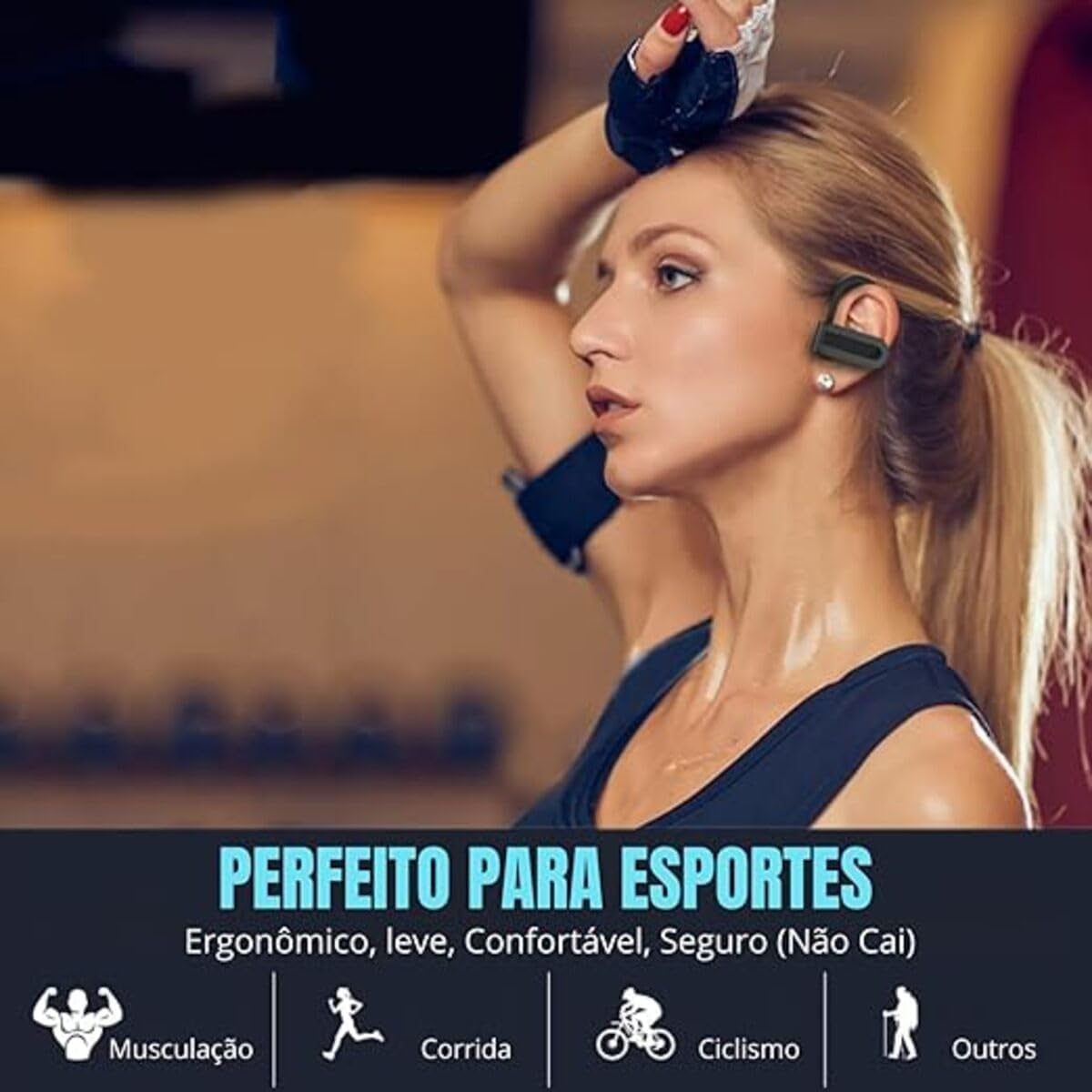 Fone de Ouvido Bluetooth Esportivo 5.4 com Gancho Som HD, Bateria Duradoura, Resistente à Suor IPX5, Cancelamento de Ruído, Microfone, LED Display e Conexão Sem Fio Estável para Corrida e Academia