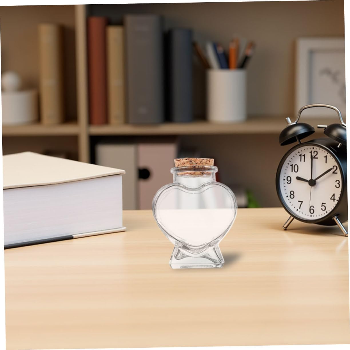 6pcs Heart Shaped Glass Bottles with Cork Stoppers Small Decorative Containers Portable Lightweight for Candy Storage DIY Crafts Wedding Favors Party Decorations