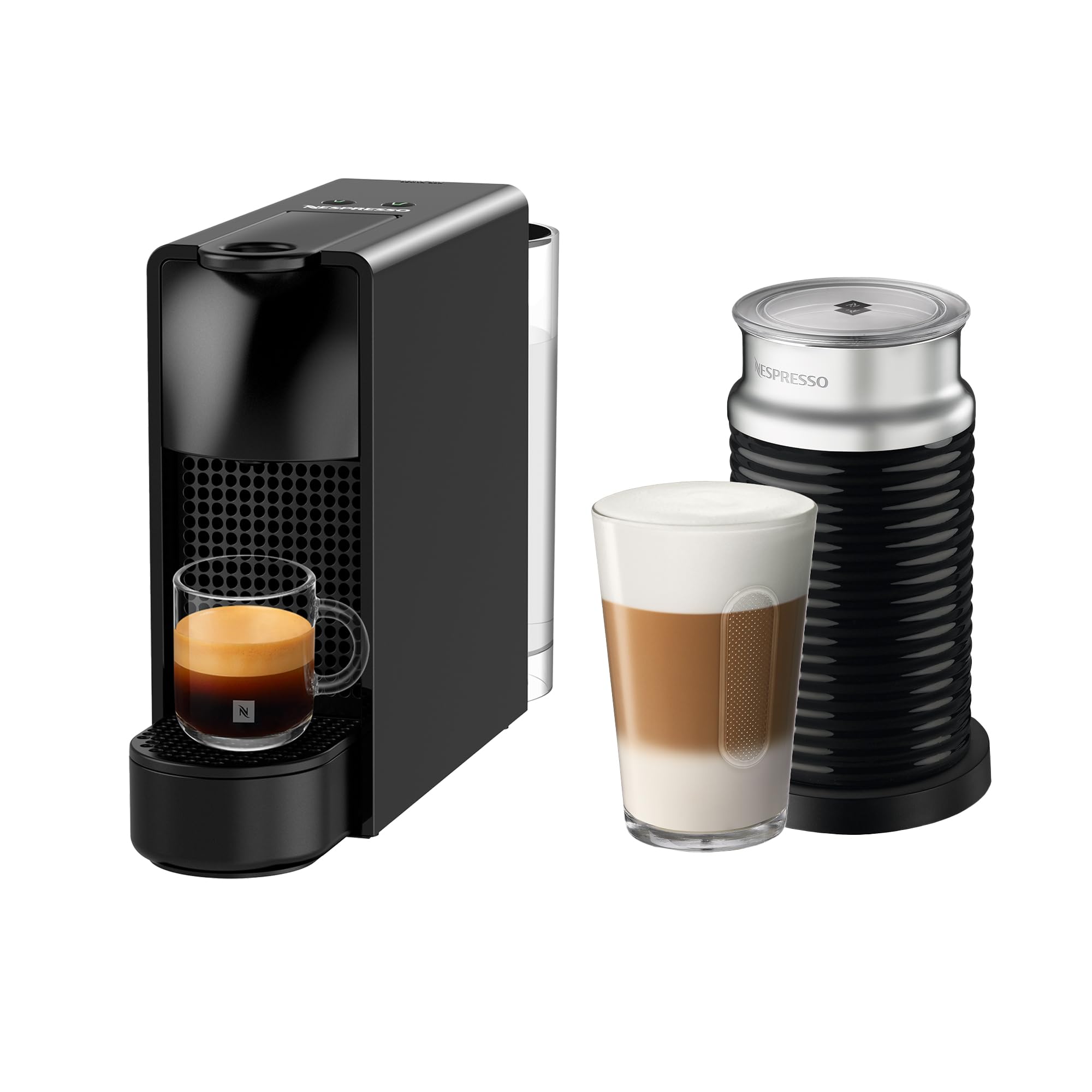 Nespresso Cafetera Essenza Mini, Color Negro, con Espumador de