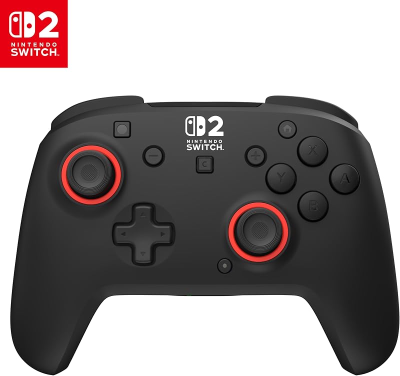control inalámbrico para juegos Turtle Beach Rematch Nintendo Switch 2, Lite | Nintendo Switch OLED, joysticks TMR, batería recargable de 40 horas, 2 botones traseros asignables, controles de movimiento, negro y rojo