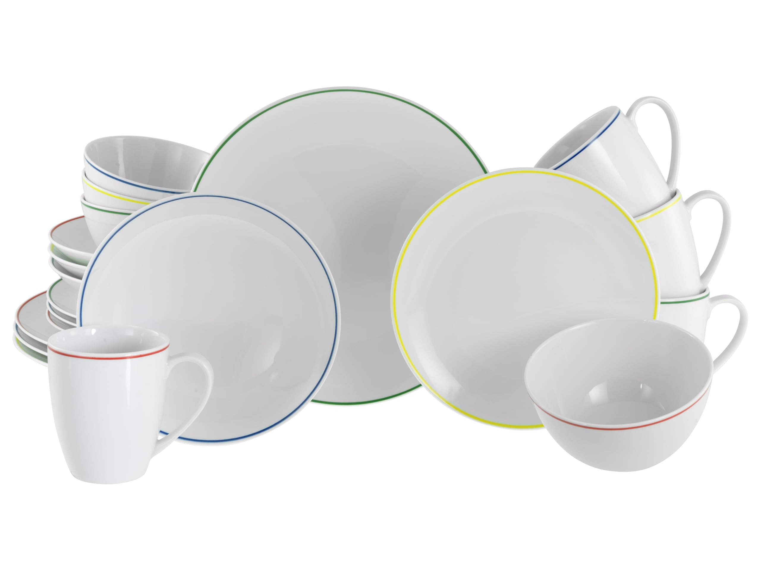 CreaTable, 24055 Luna Color Line - Vajilla de 20 piezas para 4 personas (porcelana, apta para lavavajillas y microondas, producción de calidad)