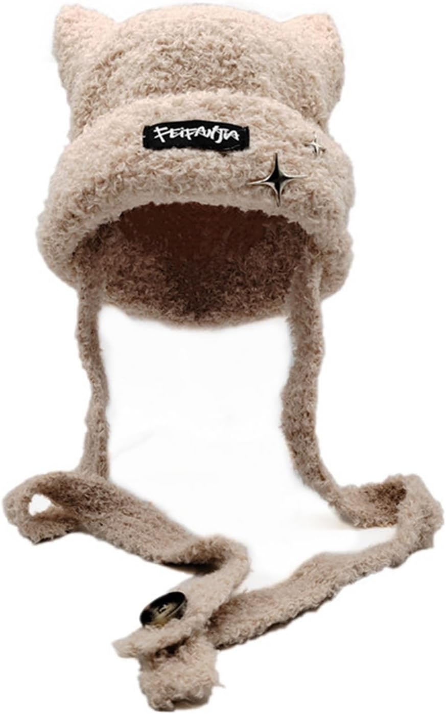 2in1 Crochet Ear Trapper Hat Winter Knit Hat Can Be Turned Into Bag for Adult Teens Windproof Commute Knit Beanies Hats