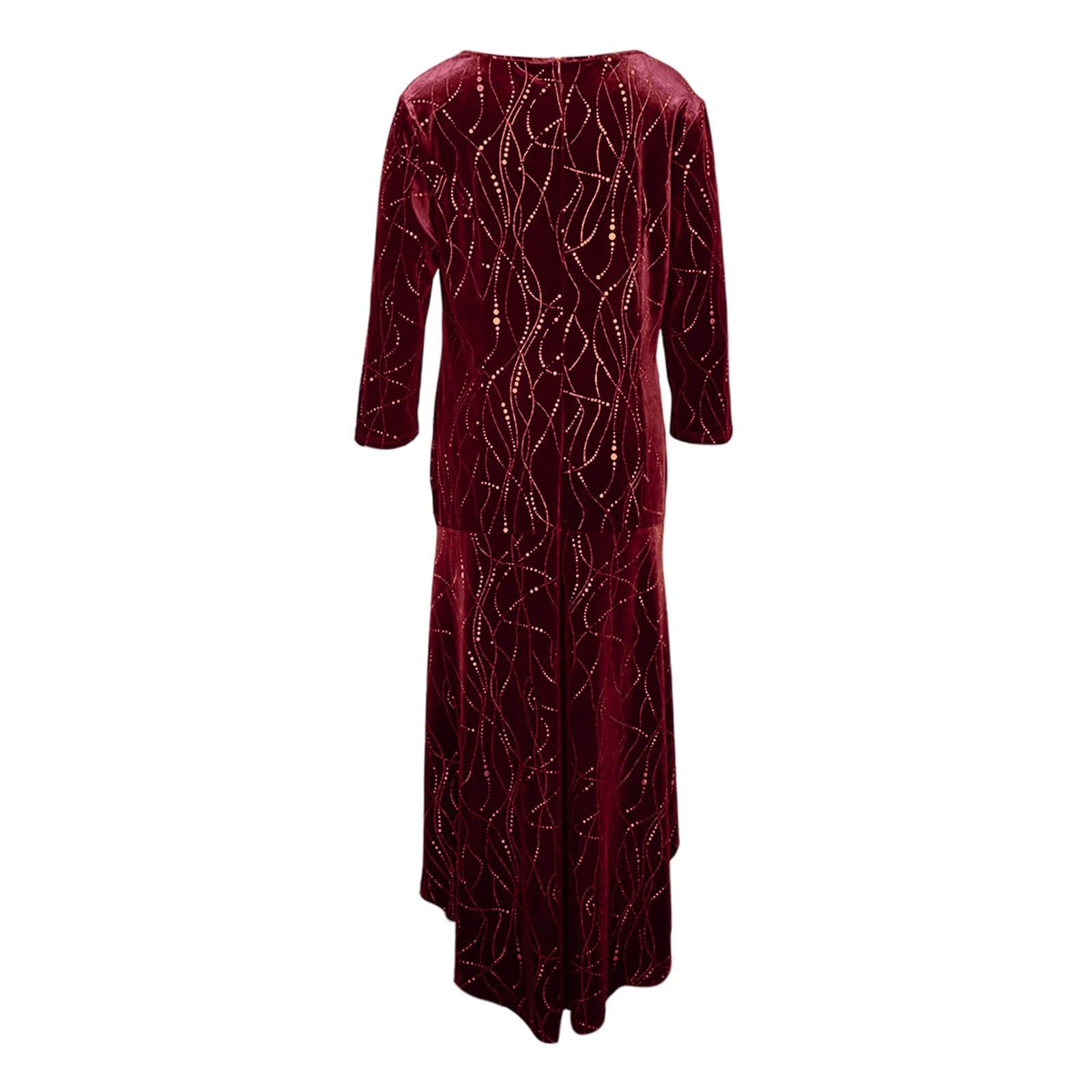 Abito Donna Natalizio Invernale,Abito con Stampa Natalizia Vestito da Natale Rosso Autunno Inverno Abiti Eleganti Cerimonia Cocktail Vintage Sera Babbo
