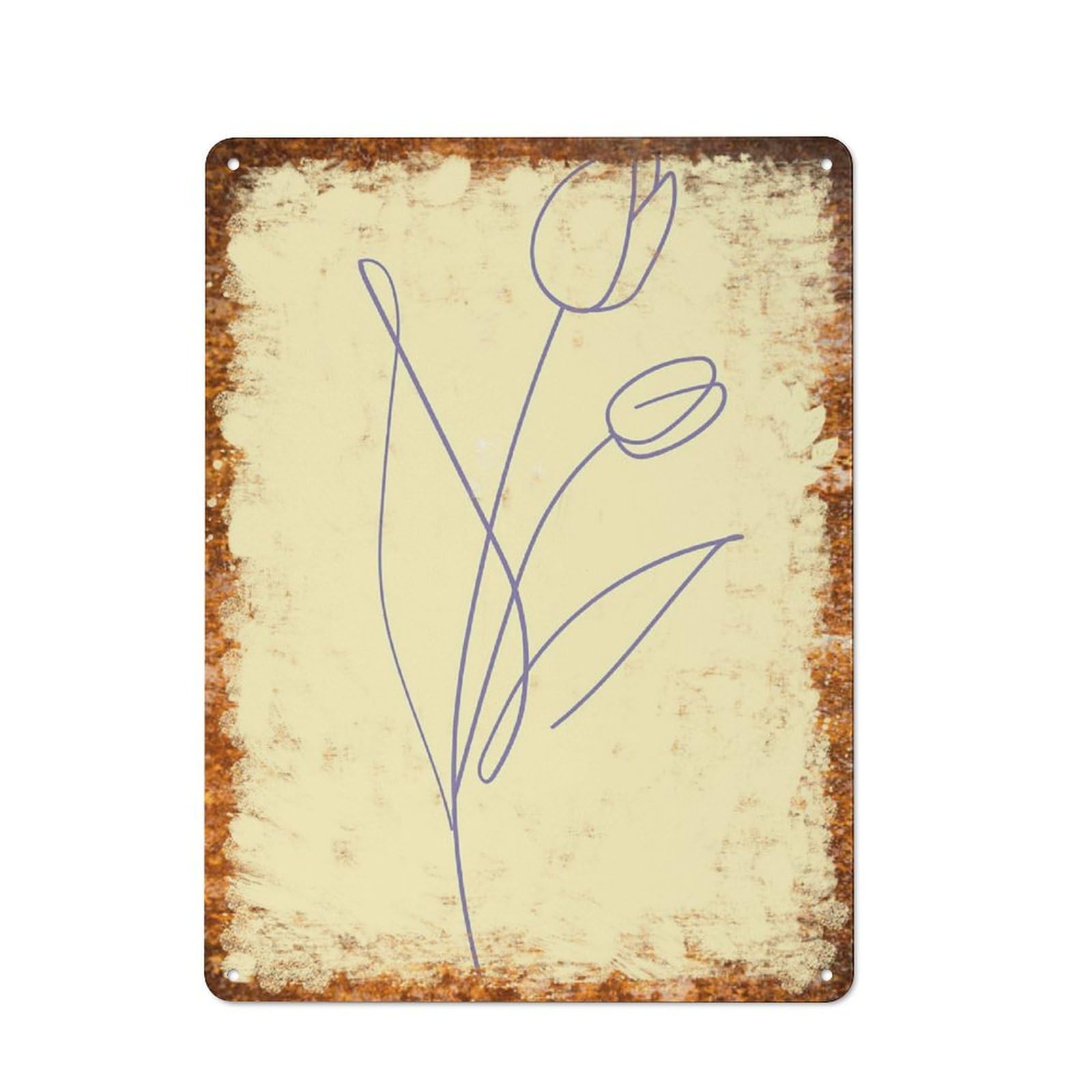 peiyeety Metal Tin Sign Tulip Pattern Vintage Rustic Wall Art Kitchen Bathroom Bedroom Living Room Cafe Farmhouse Entryway Office Garage Home Bar Laundry Room Porch Patio 6x8 Inch