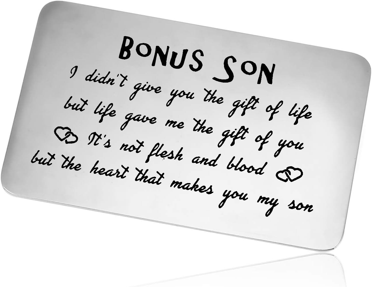 Bonus Son Gift Jewelry Adoption Gifts Metal Wallet Insert Card for Son Gift From Mom Engraved Wallet Insert Card to My Son Gift Birthday Wedding Gift Mom to Son Gift Stepson Gift Son in Law Jewelry