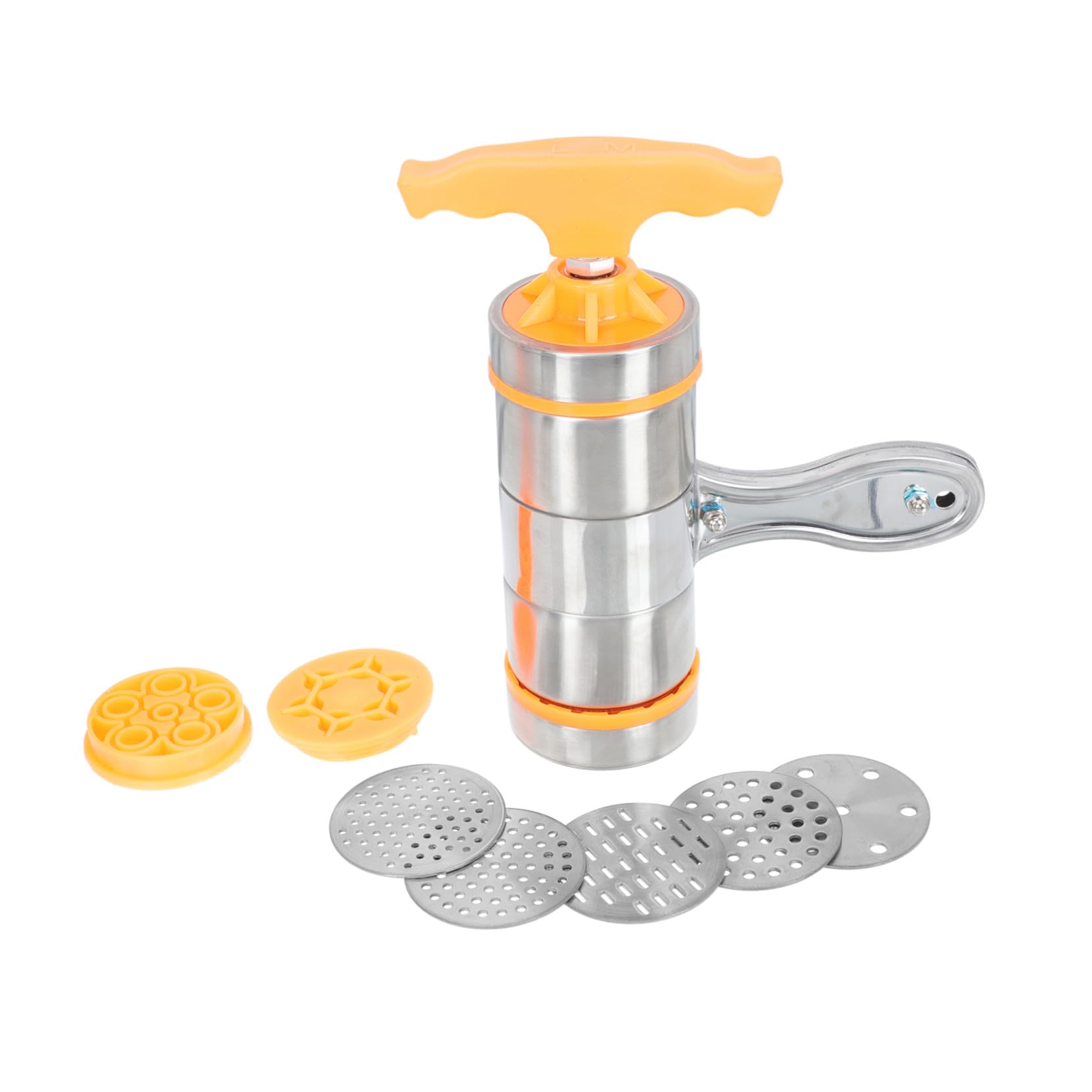 Machine à Pâtes Manuelle Inox avec Moules Amovibles Presse à Nouilles Compacte pour Cuisine Familiale Fabrication Facile de Pâtes Fraîches Variées
