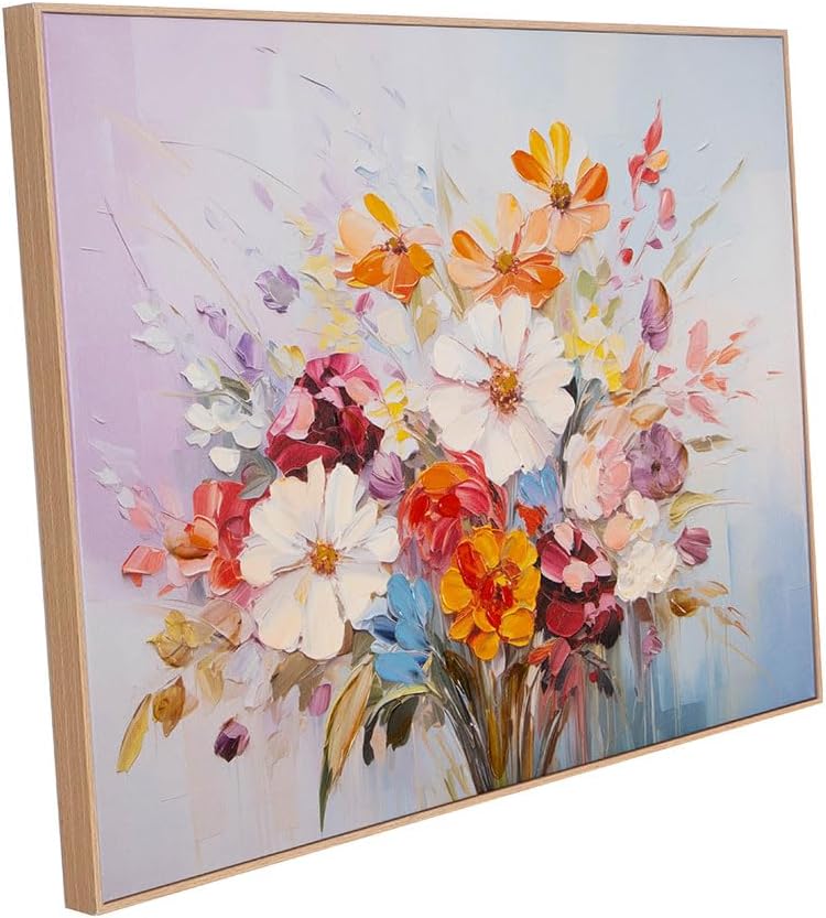 Zessonic Framed Flower Canvas Wall Art Multicolor Watercolor Flower Print Living Room Wall Art for Home Bedroom Office Decor 32"" x 24"" 32L" x 24W" colouful_purple