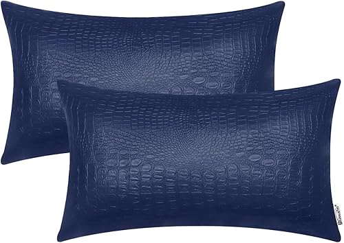 Miniatura 269 de BRAWARM Fundas de almohada de piel sintética de 16 x 16 pulgadas, paquete de 2 fundas de almohada de cuero plateado, almohadas decorativas de piel