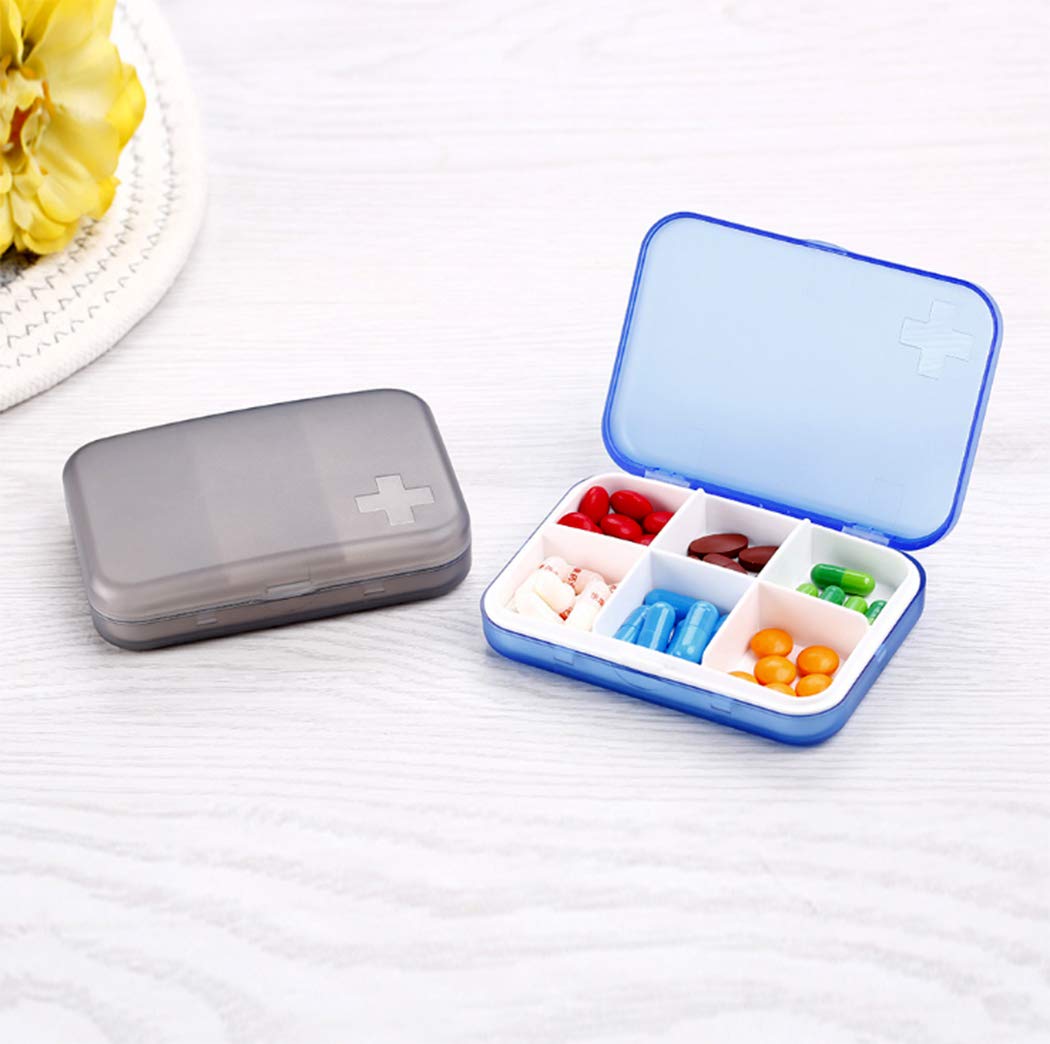 Ranvi Pill Storage Box, Six-Lattice Plastic mini Storage Box, Creative Portable, White