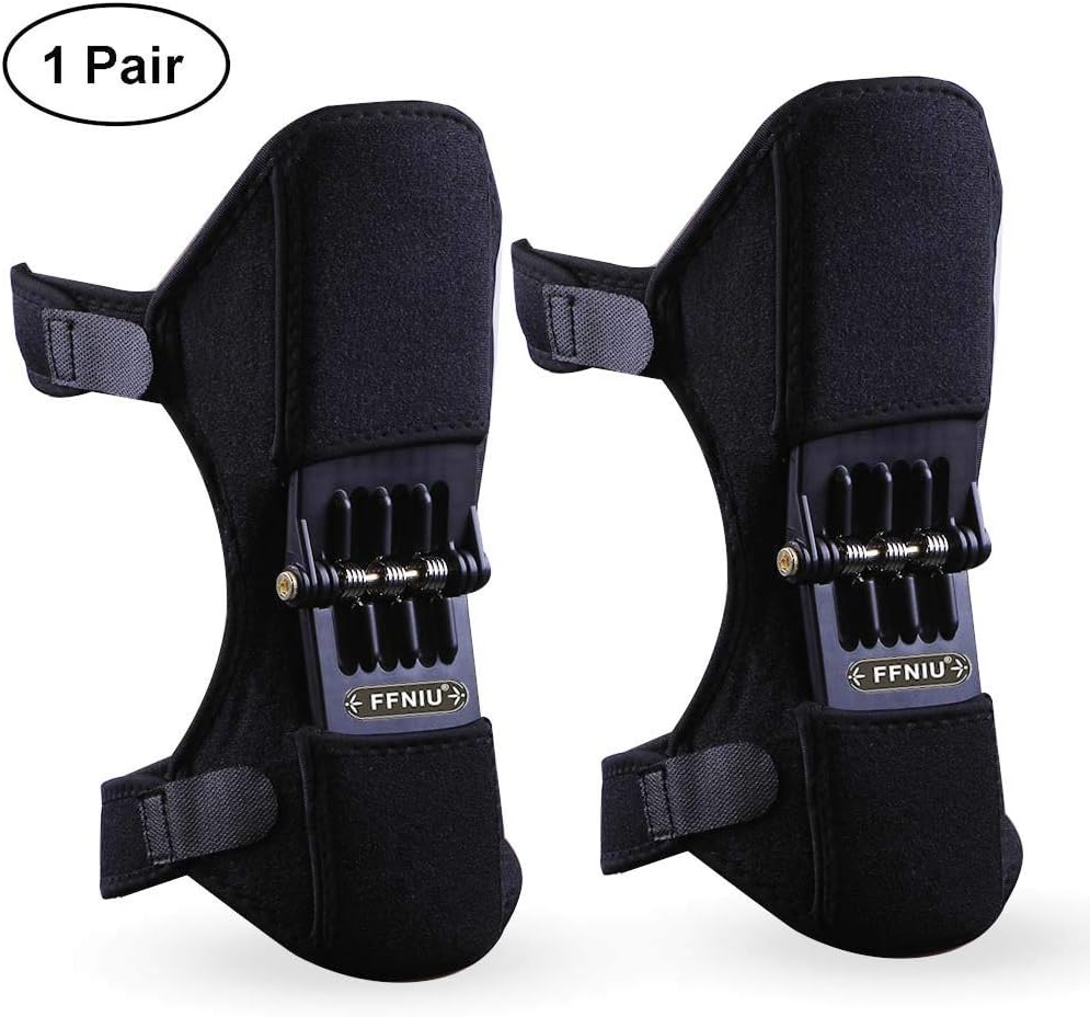 FFNIU Power Lift Spring Knee Pads Breathable Brace Knee Protection Booster Adjustable Bi-Directional Straps Powerful Support(1Pair)