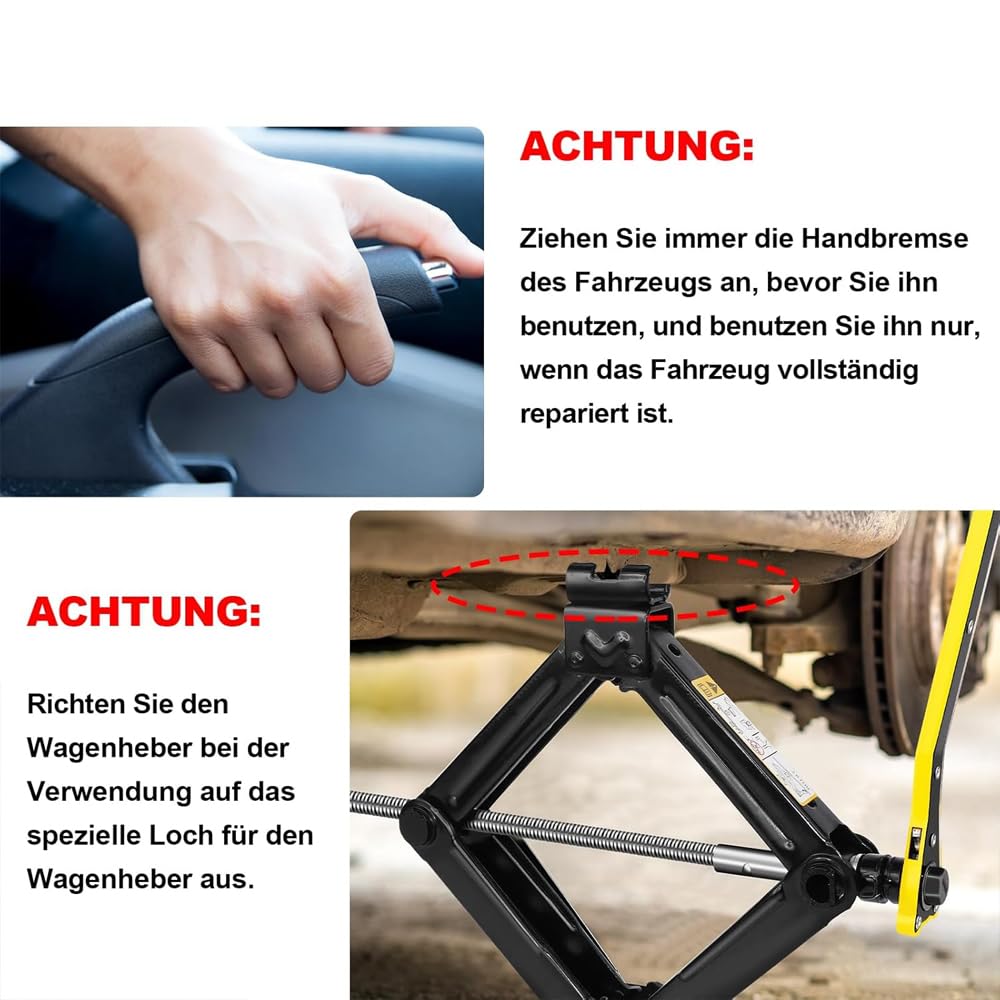 1 Set Cric à Ciseaux avec Clé à Cliquet pour Toyota Yaris III Hybrid Hayon 2015-2020, Levage de Voiture 2 Tonnes Capacité de Charge Hauteur 11-39cm
