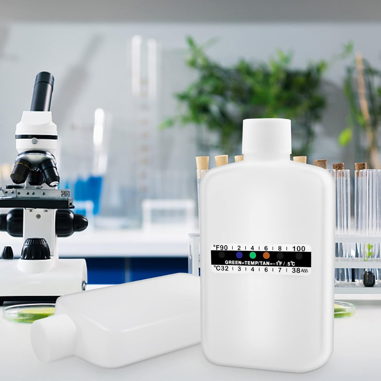 Urine Test Complete Kit Include Empty Bottles with Temperature Test Strip, Urine Test Strip Sticker Portable Travel Bottle Adhesive Thermometer Strip for Urine Testing (26) : Health & Household