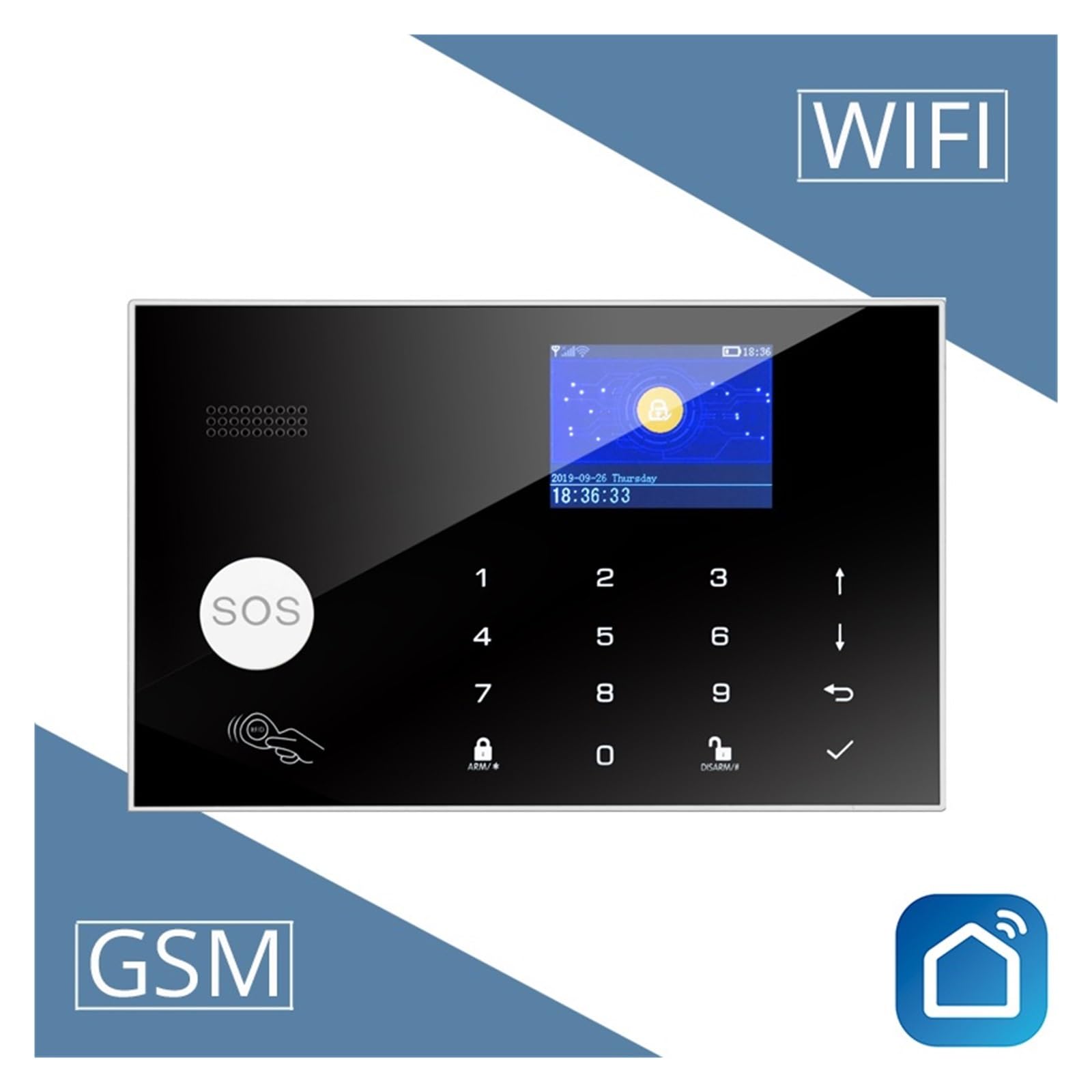 Système d'alarme Filaire sans Fil for la sécurité Anti-cambriolage de Maison Intelligente 433 MHz GSM Alarme App contrôle pour la Maison et Le Garage(W7B11)