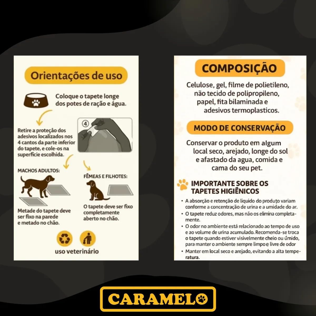 Tapetes Higiênicos Com Carvão Ativado 80x60 – 30 Unidades - Caramelo - Ultra Absorvente, Antiodor, Vedação Total | Para Cães Filhotes e Adultos