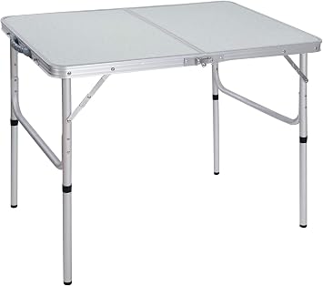 Aluminum Folding Table 4 Foot, Adjustable Height Lightweight Portable Camping Table for Picnic Beach Outdoor Indoor, White 48 x 24 inches