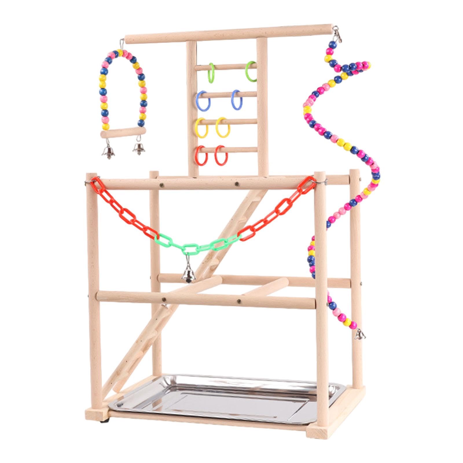 HGZLQKD Parrot Playground Bird Play Stand,Sturdy, Wood Bird Perch Stand Bird Play Gym Playpen Ladder for Cockatiels Macaw