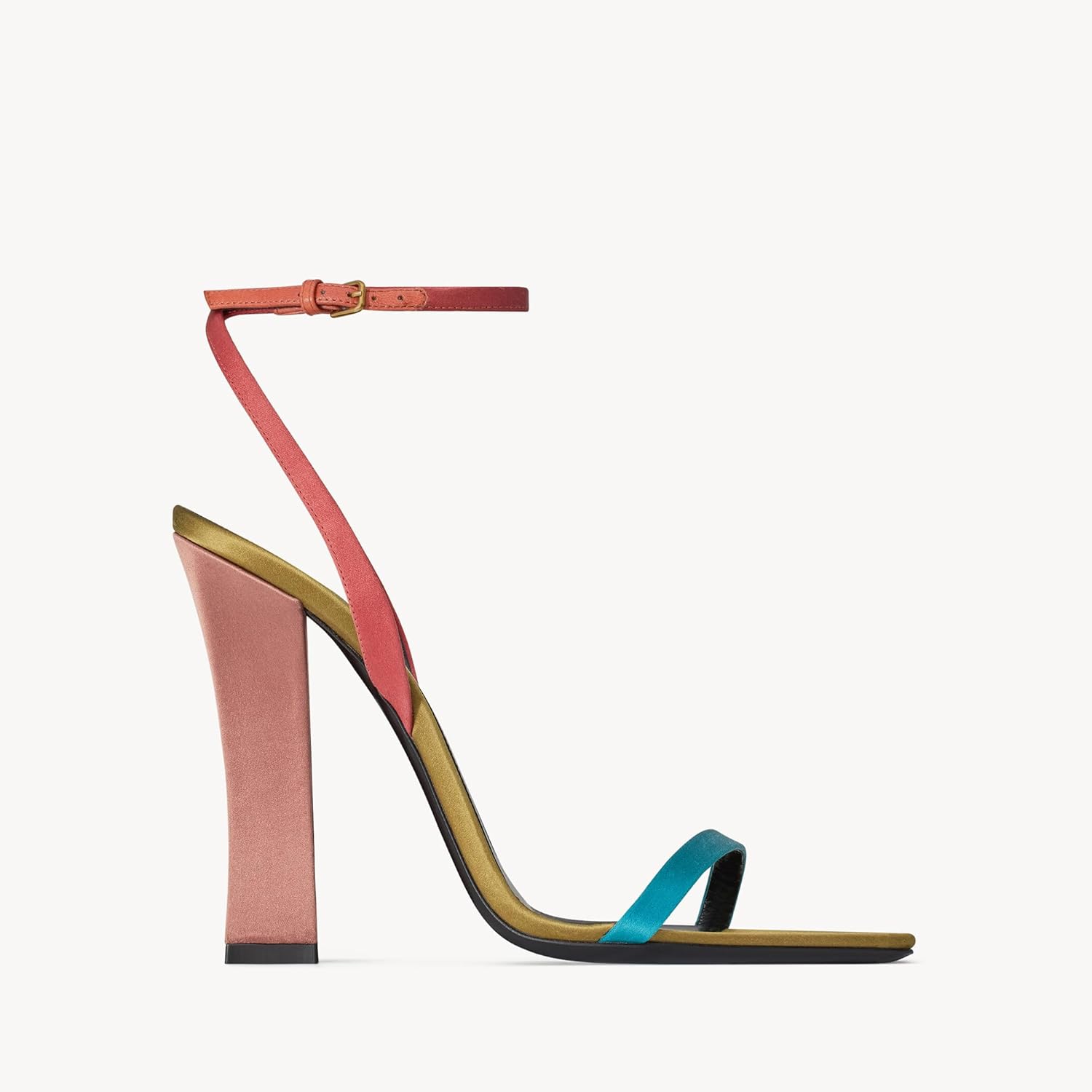 Arqa Women's Fashionable High Heel Satin Sandals Classic Simple Stiletto Buckle-Fastening Ankle Strap Pumps Dressy Party Wedding Open Toe Shoes