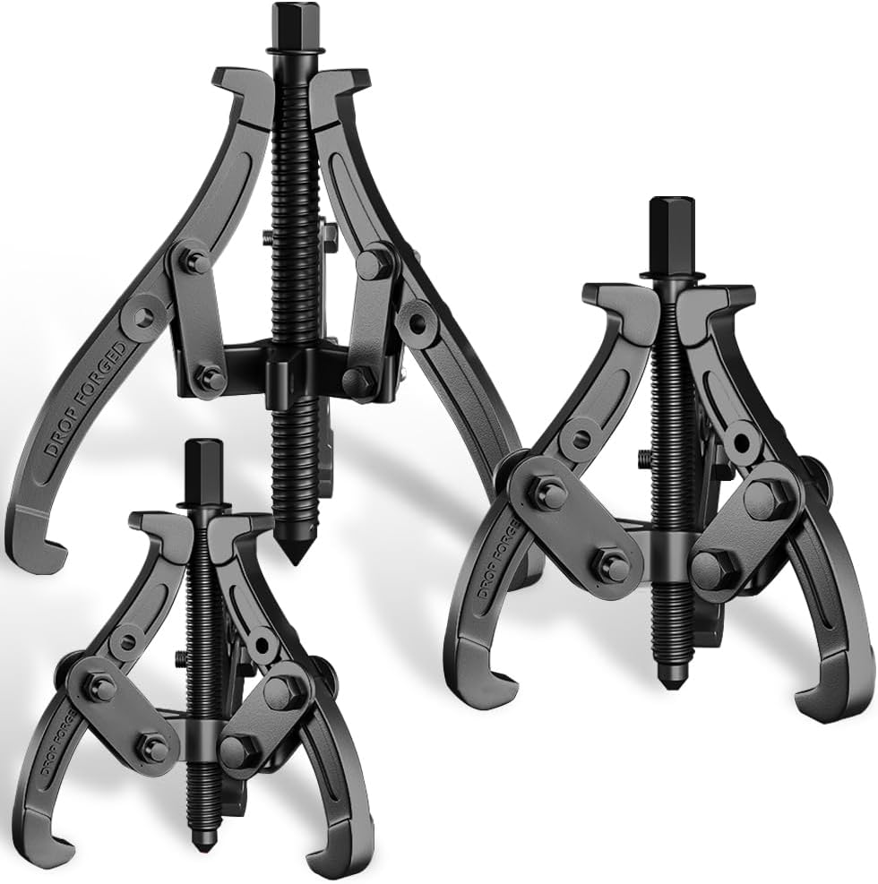 XIIW 3'' 4'' 6'' Gear Puller Set, 3 Jaw Bearing Puller with Reversible Jaws, 2 Jaw / 3 Jaw Pulley Puller Tool for Pulley Gear Bearing Flywheel Removal, 4pcs Gear Extractor Tool 1.1t/1.6t/3.0t