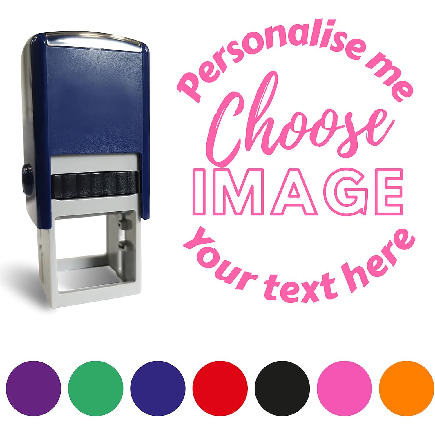 1 Personalised Customised Stamper Stamp Loyalty Packaging Impression for School Small Business Club 25MM Primary Teaching Services (Pink)
