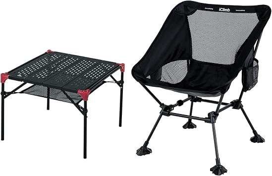 1 Anti-Sinking Large Feet Chair and 1 Extendable Table Bundle, Ultralight Compact for Adults Outdoor Backpacking Camping Hiking Beach Concert