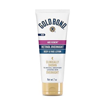 Gold Bond Age Renew Retinol Overnight Body & Face Lotion, With Retinol & Peptide Complex, 7 oz. & Healing Hand Cream, 3 oz., With Aloe, Moisture That Lasts Through Handwashing