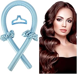 بكرات شعر من ام ام ان يو ايه جي بلو لتجعيد الشعر اثناء الليل مع مشابك شعر وربطة شعر للبنات والنساء، أزرق