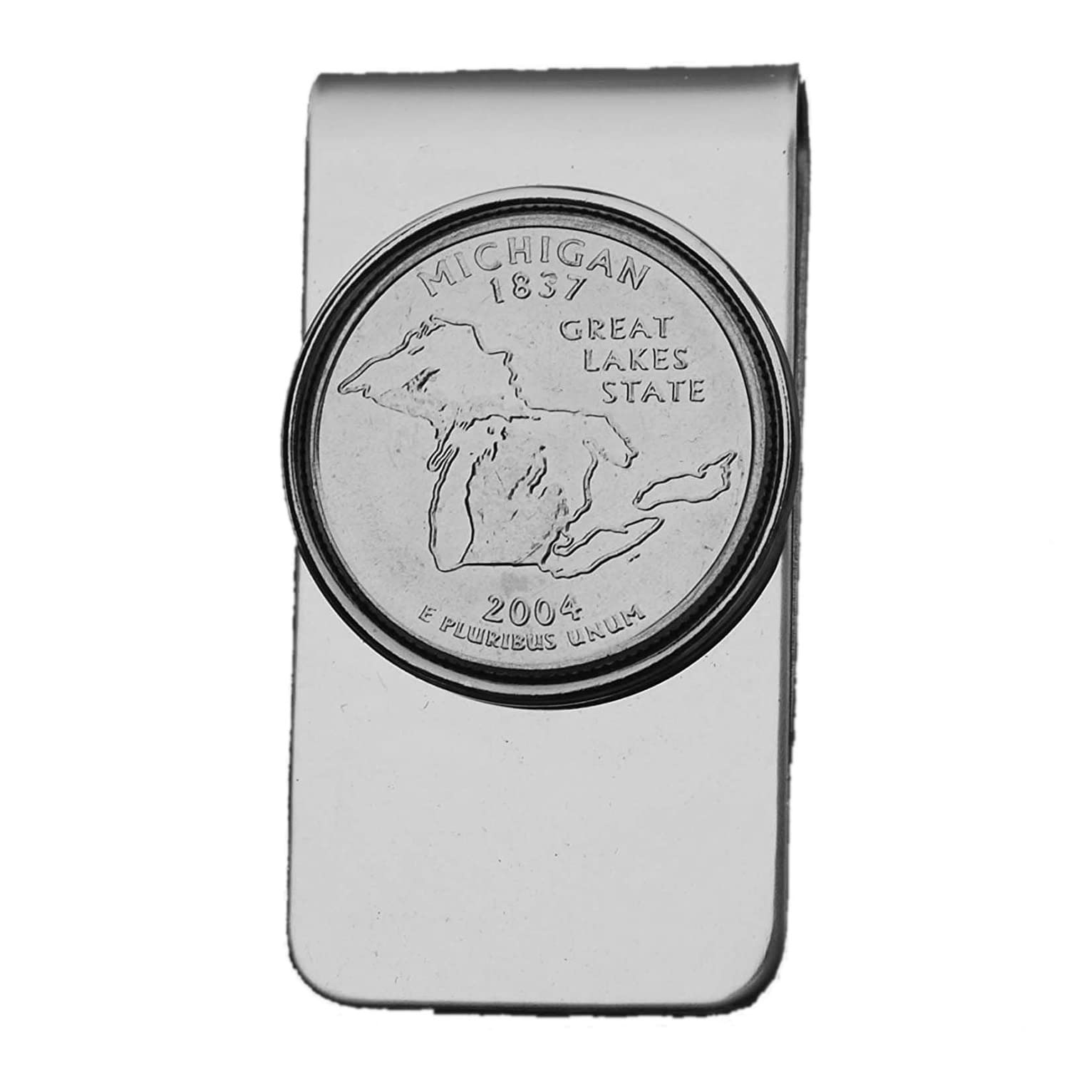 US 2004 Michigan State Quarter BU Uncirculated Coin Money Clip New