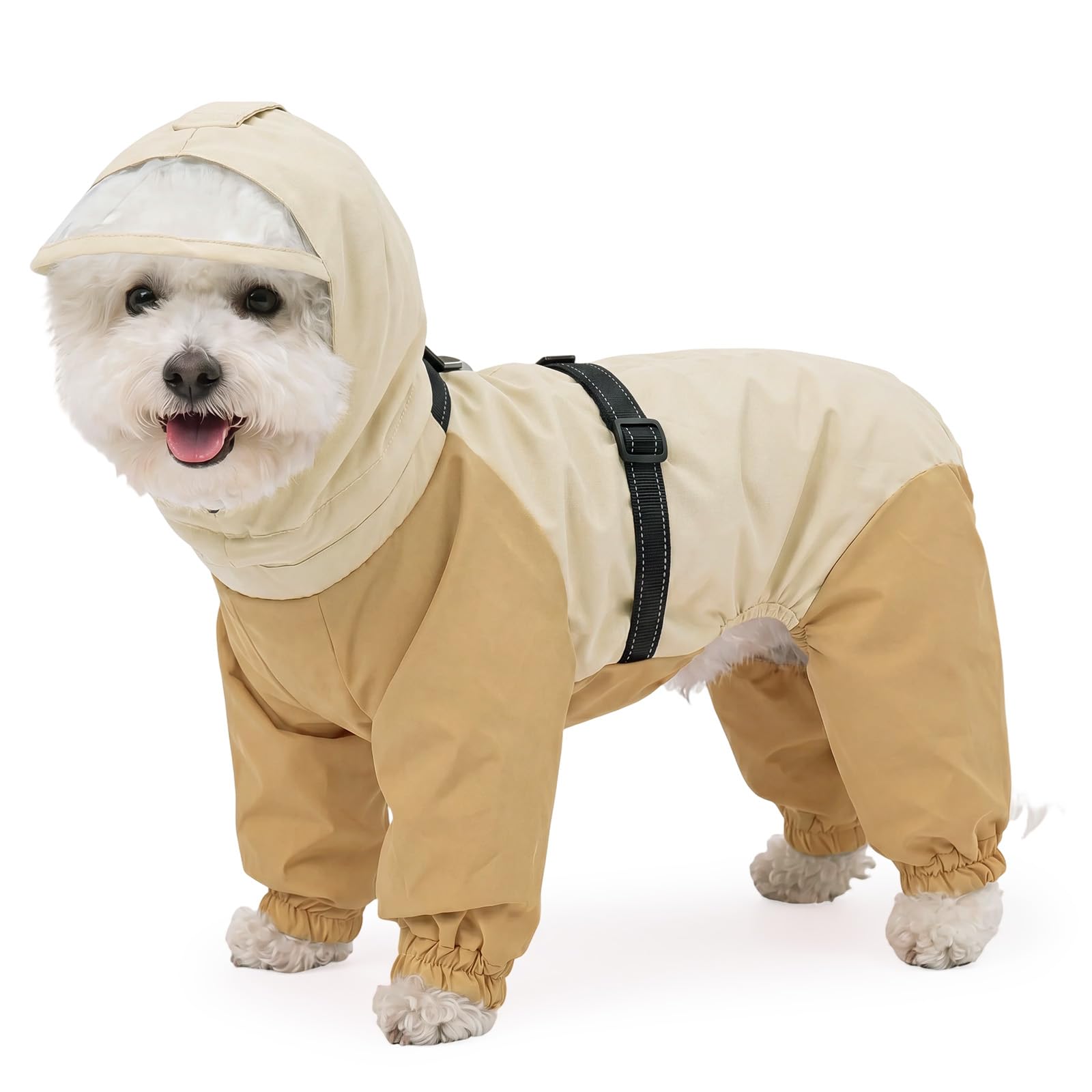 Nanaki Waterproof Puppy Raincoat with Built in Harness-Dog Rain Coat Hooded